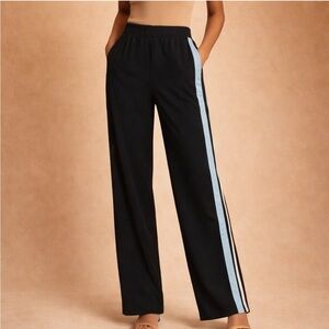 Nike Black Track Pants with Light Blue Side Stripe | Size M